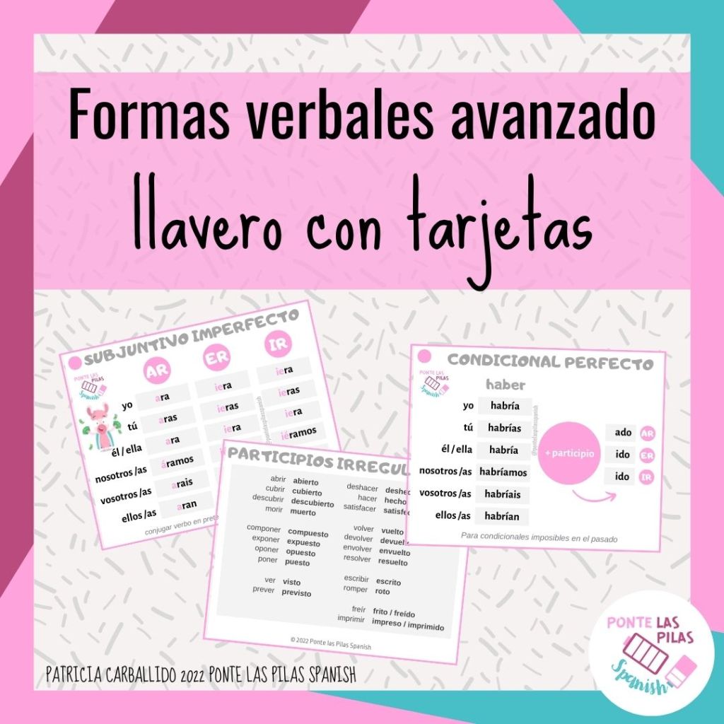 Llavero con formas verbales en español para nivel avanzado