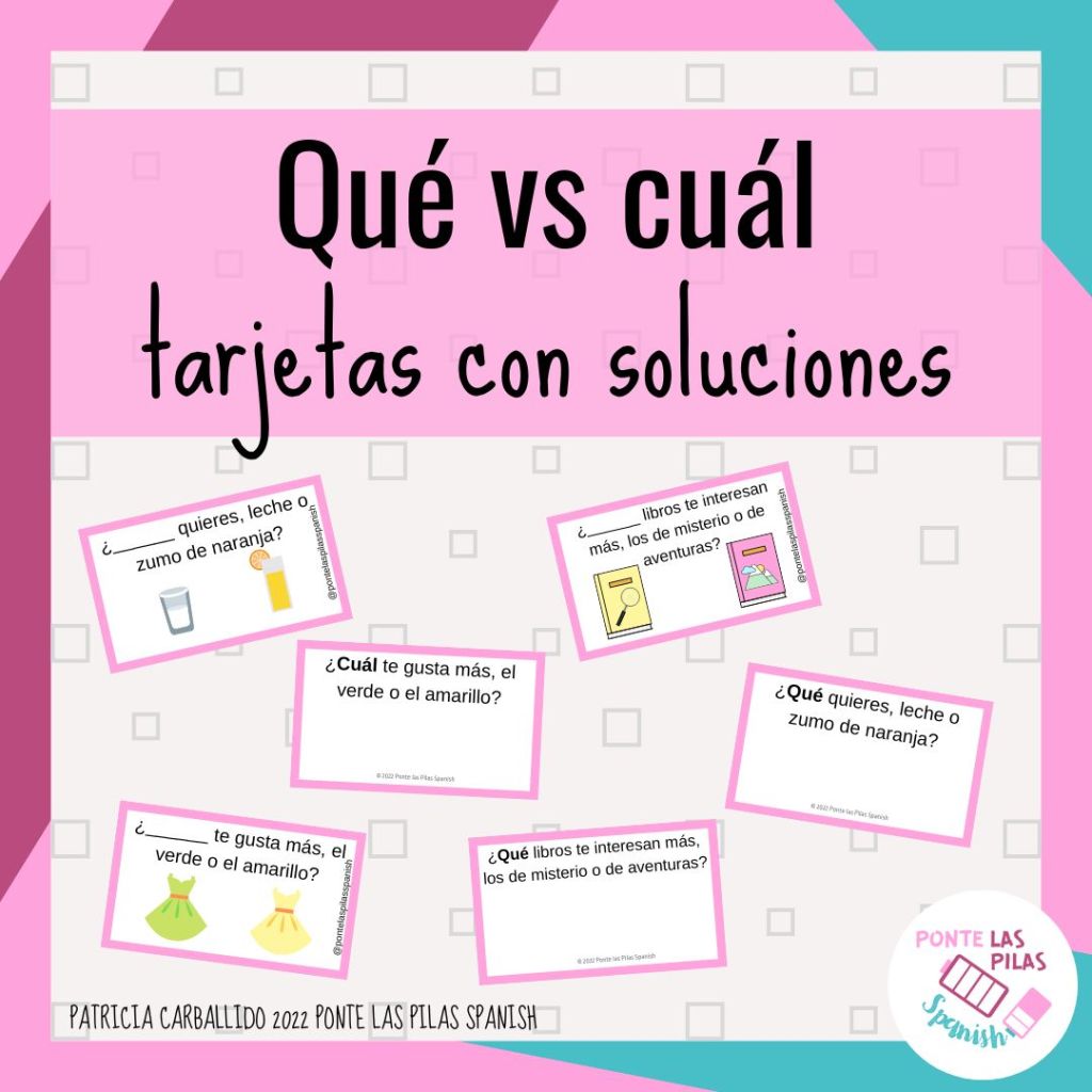 Descarga tarjetas que vs cual con soluciones en español