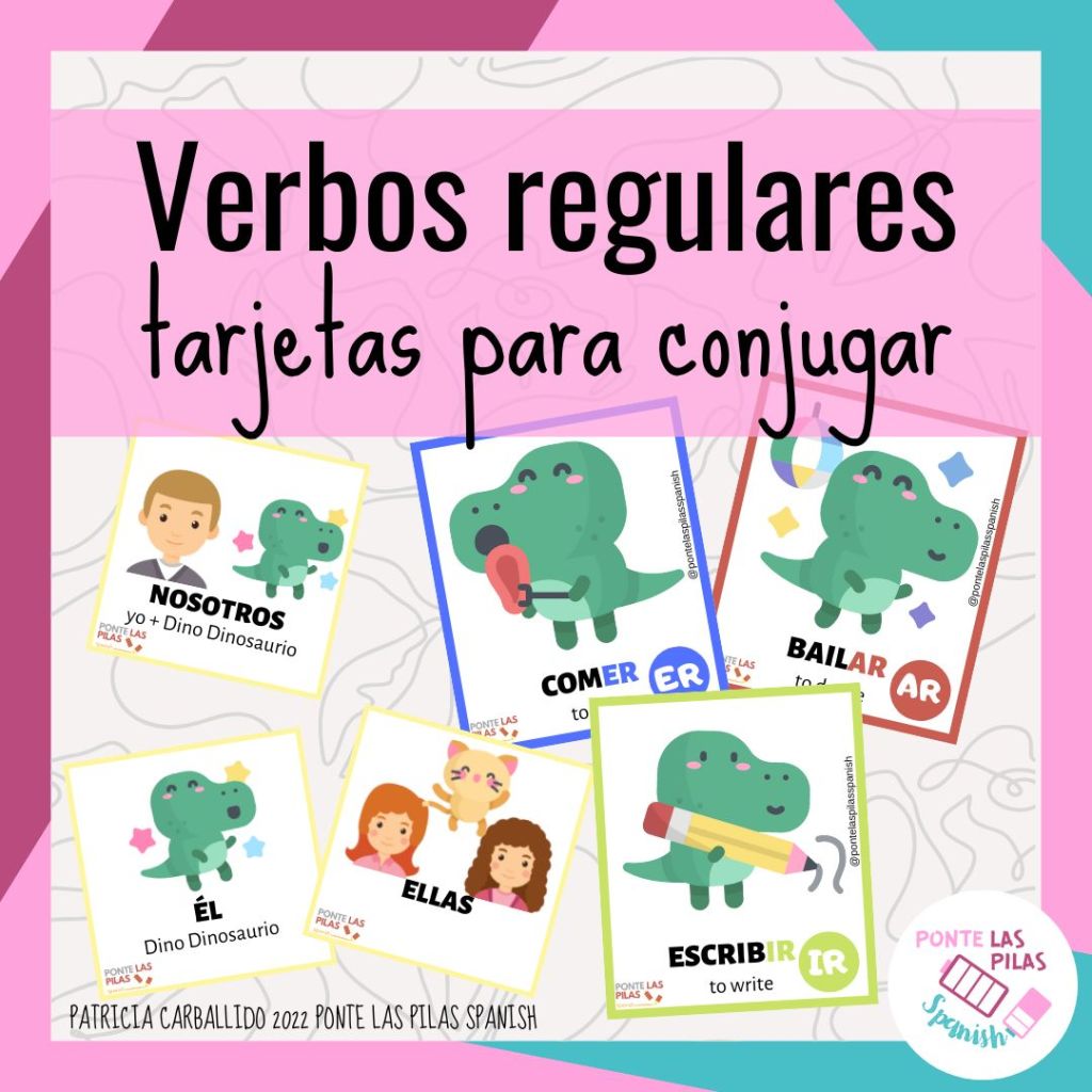 Tarjetas de verbos para conjugar en español para niños