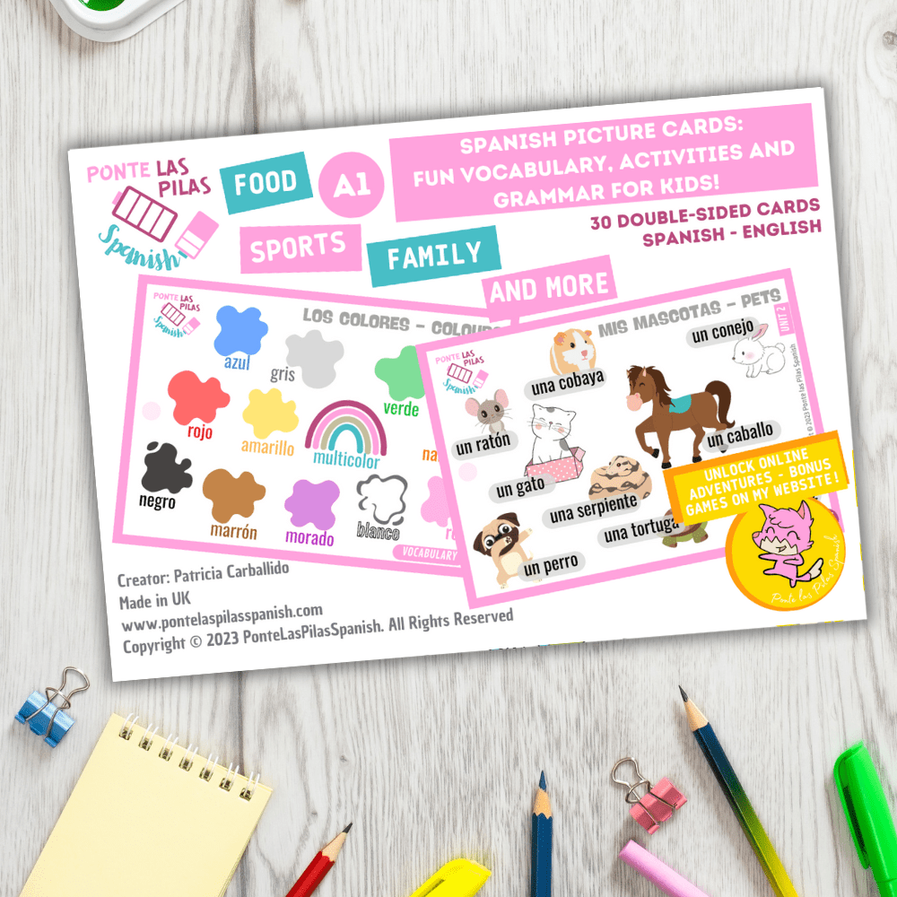 Flashcards de vocabulario para niños