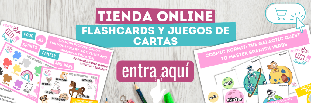 Tarjetas de español para profes de ELE y estudiantes con flashcards de vocabulario y gramática.